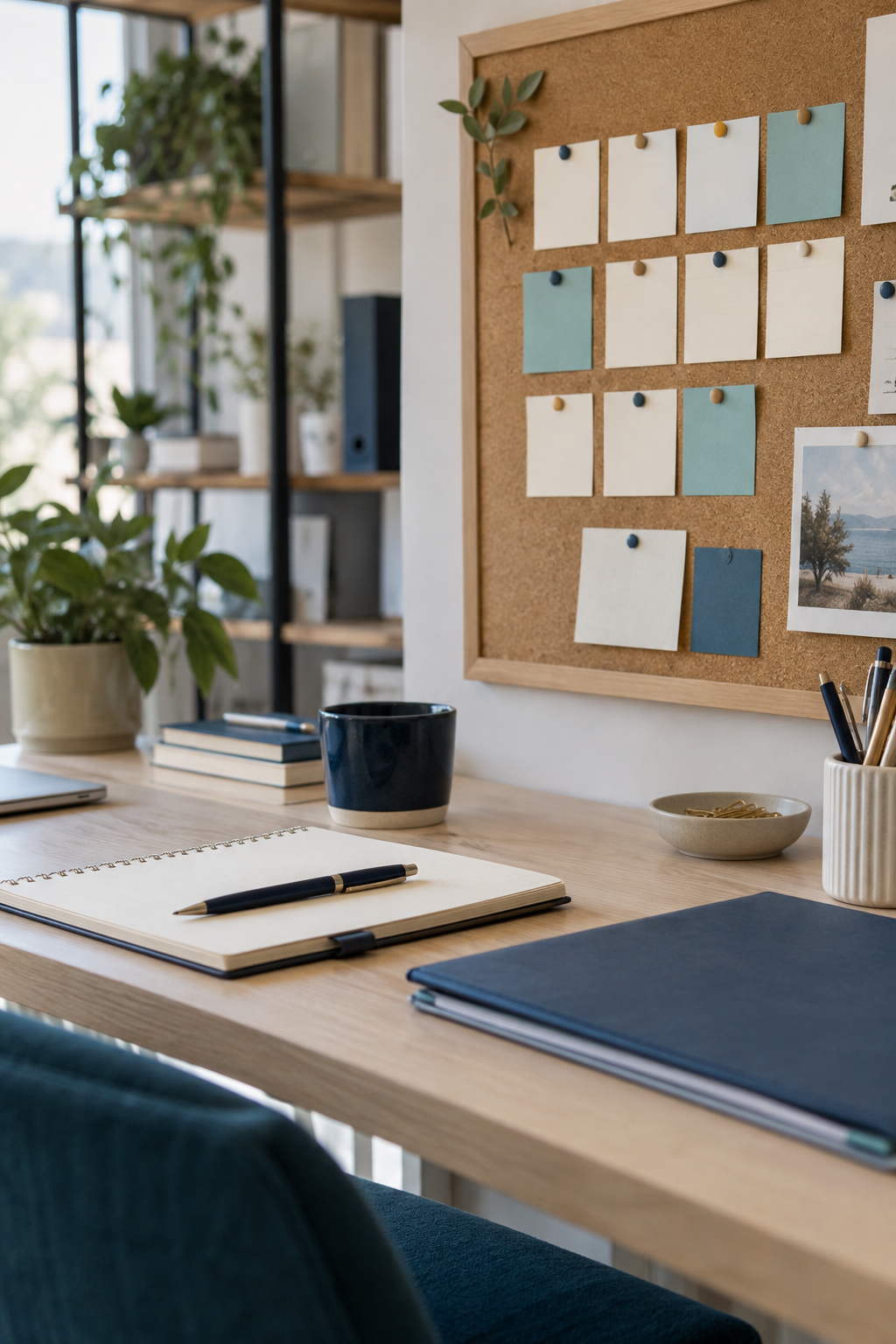 Planning organisé et carnet de suivi dans un bureau