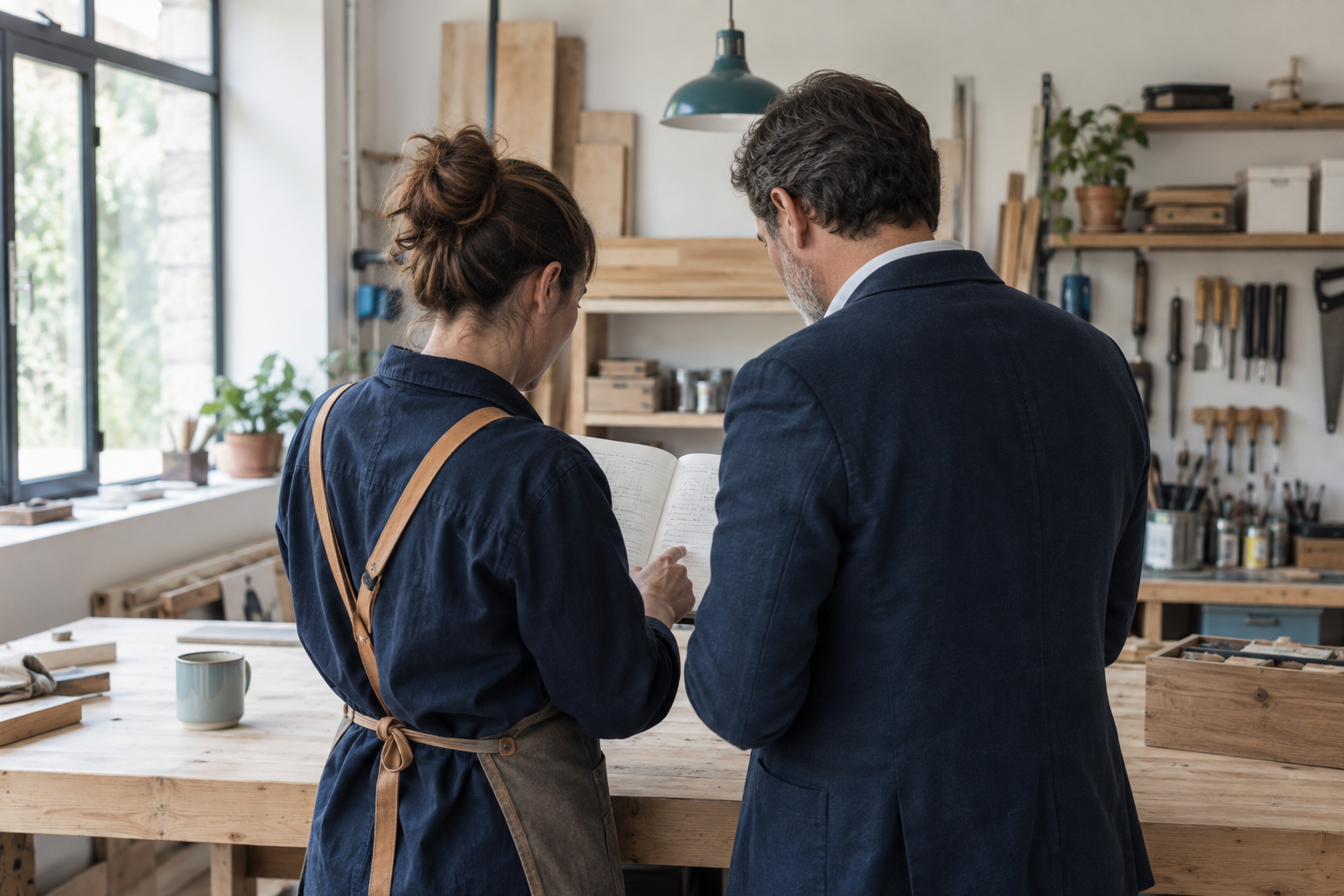 Échange de travail avec un artisan dans son atelier